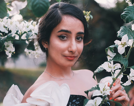 woman with flowers